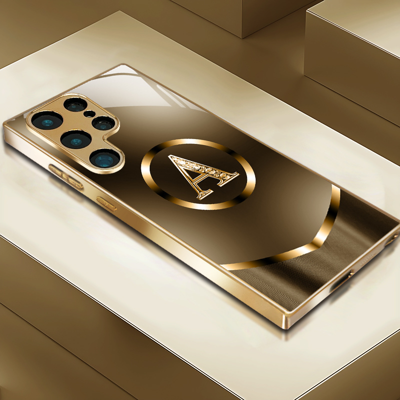 TEMU Phone Case - High-end Elegant Letter A Pattern Gold-plated Phone Case, Suitable For Galaxy A52/a52s/a53/a55/note 10 /note 20/s21/s21 /s21