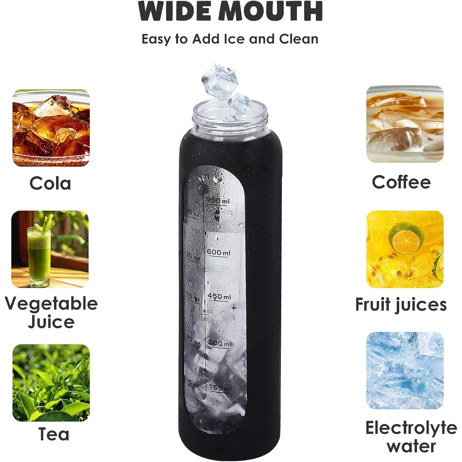 32 ounce glass water bottle silicone case reusable heat - Temu Mauritius