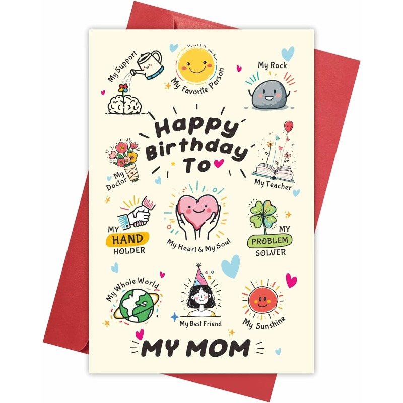 TEMU 1 Carte de Vœux + Enveloppe, Cartes d'Anniversaire pour Maman de la Part de Fille Fils Mari - Cadeaux de Carte d'Anniversaire pour Maman - Carte