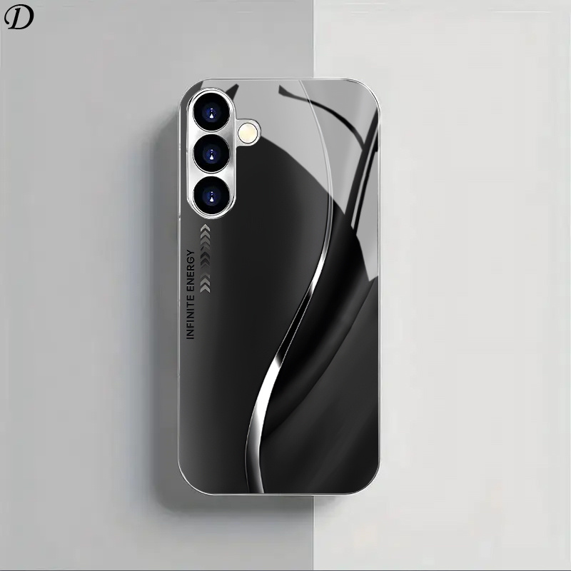 TEMU Phone Case - [2d Flat] Silver Plated Glass Case For S25 Plus 24 Pro 23 Ultra And Note 20 A55 A56 A16 And Multiple Models, Featuring A Soft