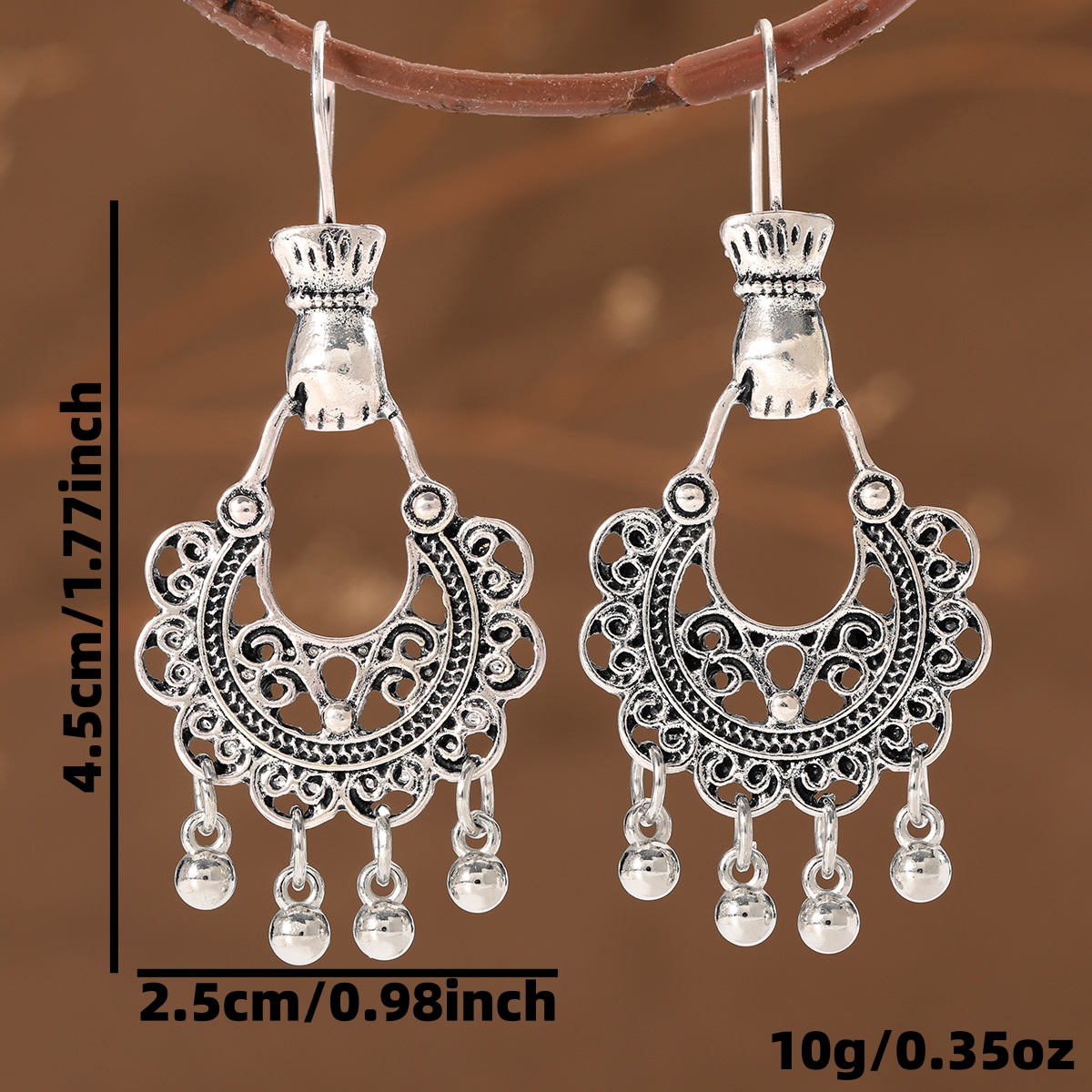 Women's Vintage Ethnic Openwork Crescent Moon Earrings