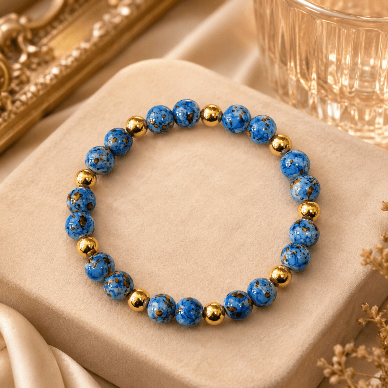 Natural Stone Bead Bracelet, Multicolor Adjustable Design