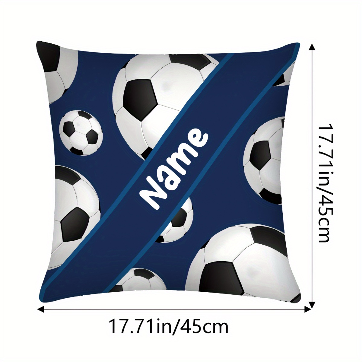 E-shop [Personalisiert] 1 Stück Kissenbezug mit individuellem Namens-Fußball-Design, 44.96X44.96Cm, Sportlich-Themen-Kissenbezug, personalisierter