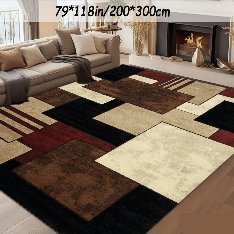 TEMU 1pc Christmas Decor Area Rug, Abstract Geometric , Non-slip, Machine Washable, For Living Room, Sofa, Coffee Table, Bedside, Dining Table, Kitchen, Game Room, Indoor, Outdoor, Garden