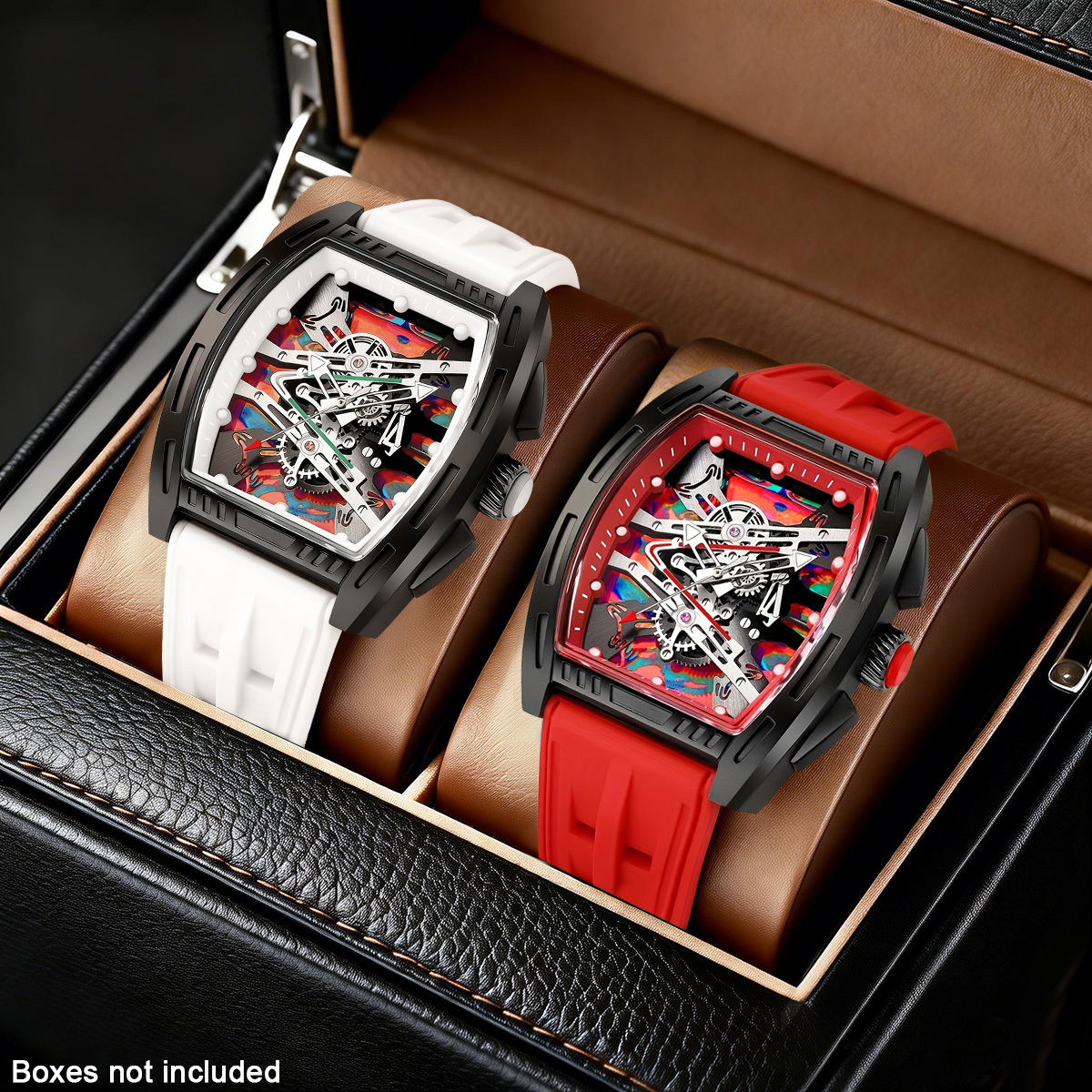 2pcs Men's Barrel-Shaped Quartz Wristwatch Set, Stylish Gift