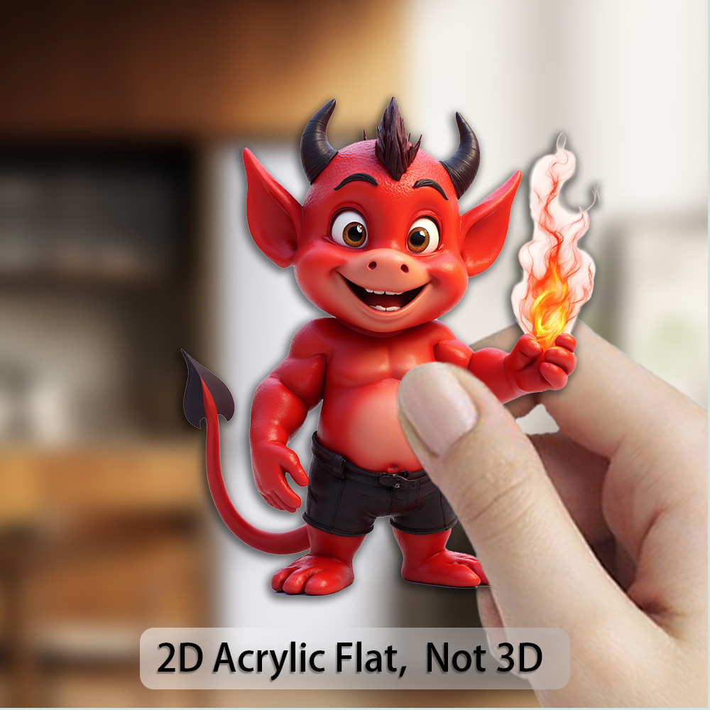 1pc Magnet - 2d Flat Acrylic And Rubber Soft Magnet, With Charm, Vibrant Red Hue, Perfect For Pranksters, Halloween, Christmas, And Kitchen Decor Gift, Halloween Ornament, Design
