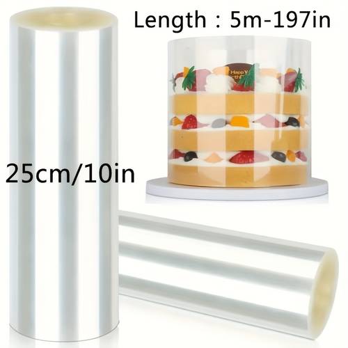 1 rolle ultralange transparente kuchkrone, pet-kuchenkante, kuchenverpackungsfolie zur dekoration von mousse- schokoladengebäck, backzubehör, küchenhelfer – einfach leckere kuchen zuzubereiten