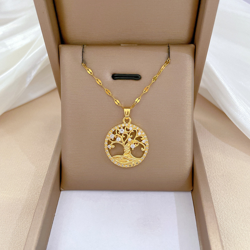 E-shop Eleganter Damen "Baum des Lebens" Halskette - Zirkonia Wunschbaum Anhänger - Ein schönes Schutzengel Geschenk Schmuck