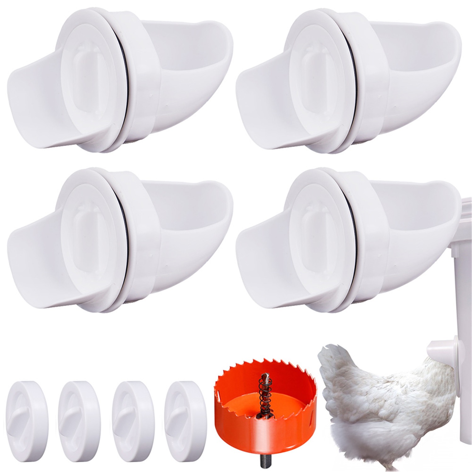 Automatic Poultry Feeding System With , Including Ports Kit And Waterer Set Suitable For Buckets, Barrels, And Bins