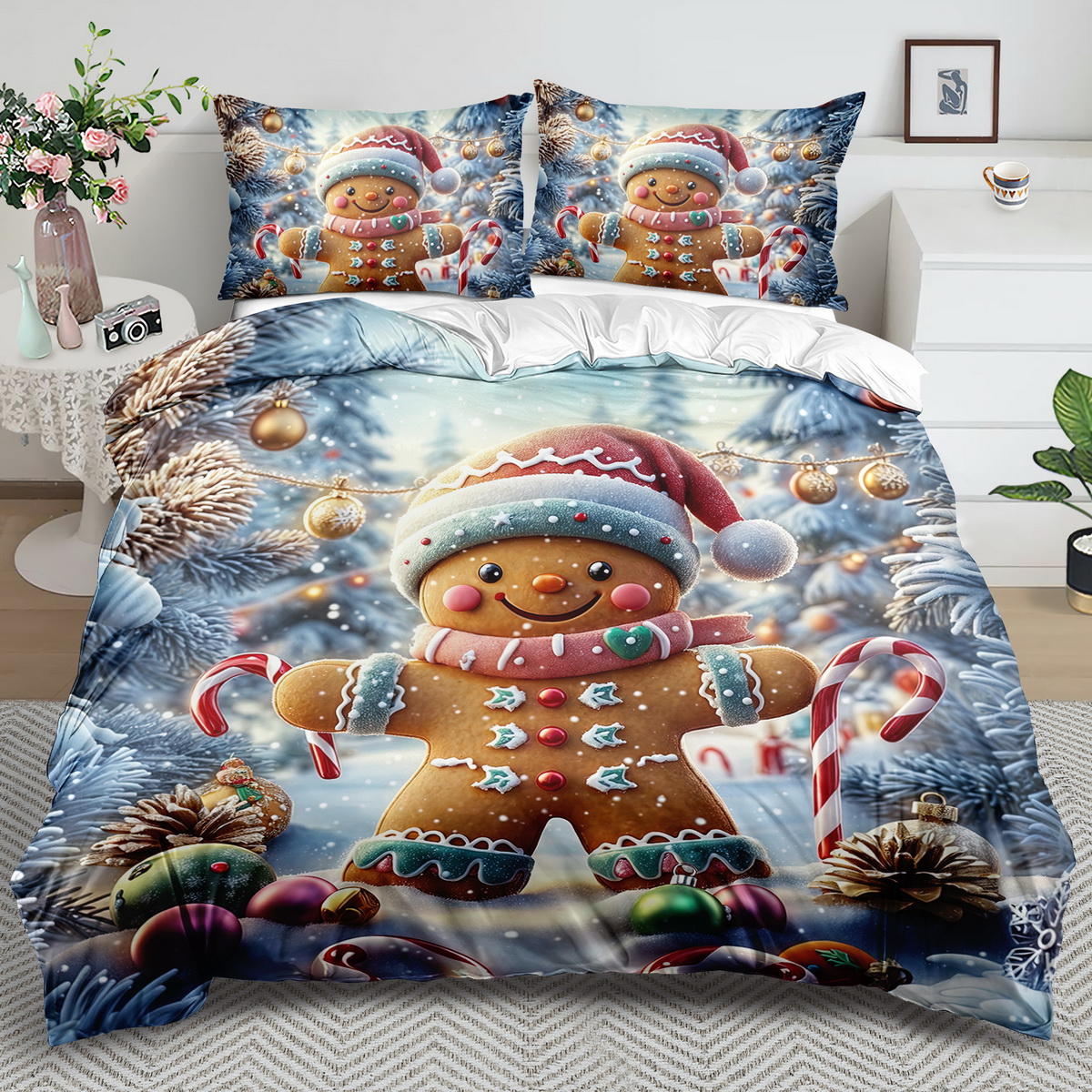 

1 Set Christmas Man Duvet Cover Set - 2/3pcs, 100% Polyester, , , , Bedding Set , Includes 1 Duvet Cover /2 Pillowcases (no )