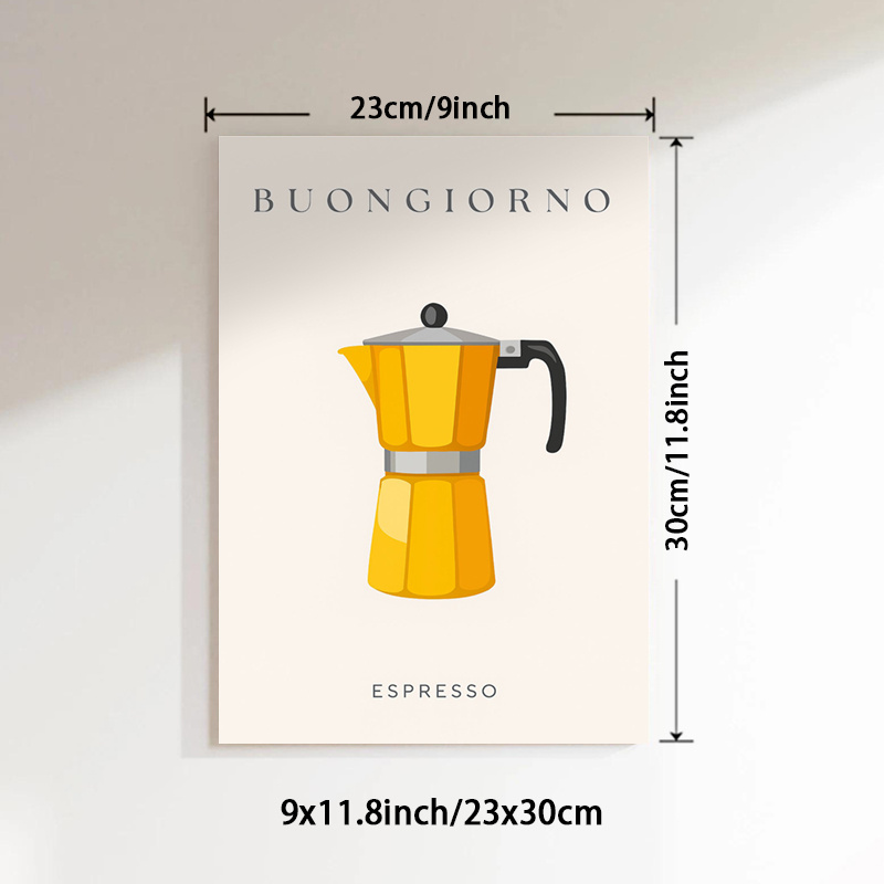 TEMU 1pc Italian Espresso-themed Vertical Wall Art Poster - Phrases "caffè" & "" (), Espresso Machine Print On Canvas, Unframed Minimalist Decor For