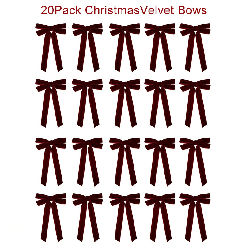 TEMU Paquete de 20 de cinta de terciopelo con largas - Elegantes, adecuados para decoraciones de árbol de Navidad, , Día de San Valentín - Adornos de
