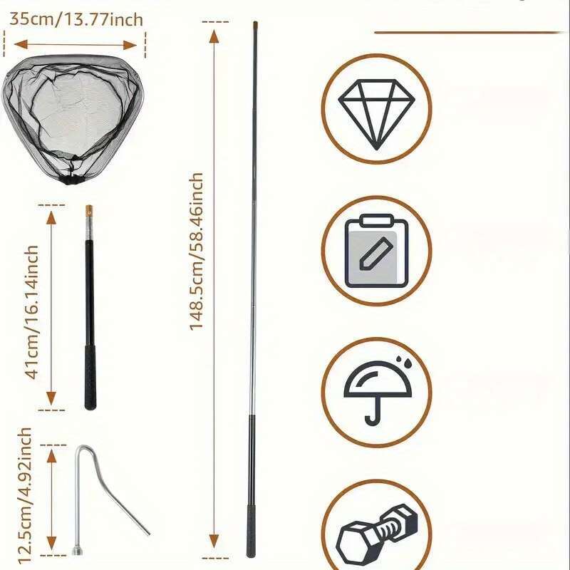 TEMU Chicken Catching Kit, Including Chicken Net And Leg Hooks For Chicken , Stainless Steel Retractable Chicken , Farm Tools For Poultry Like