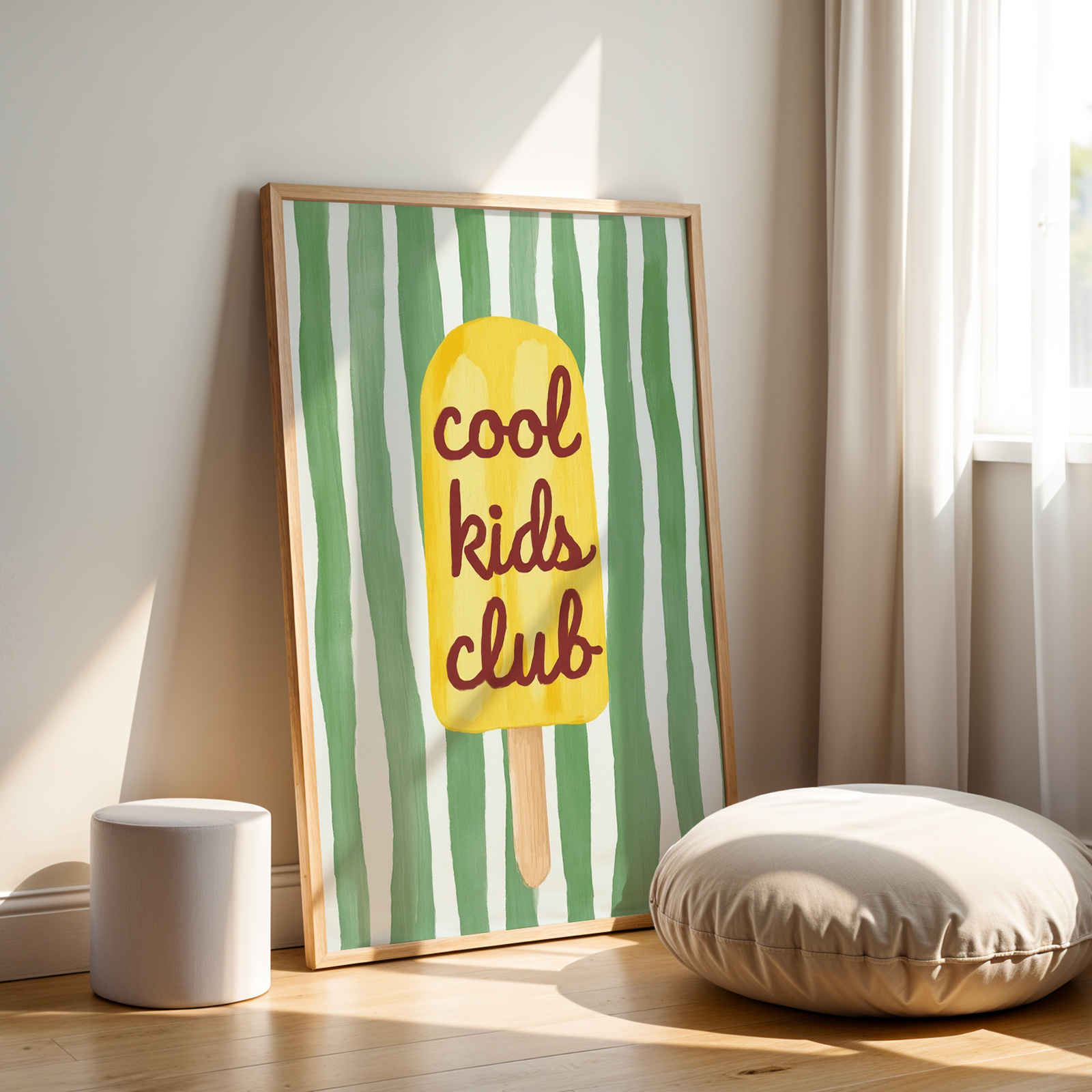 Image of 1pc Frameless Vertical/horizontal Striped Popsicle Wall Art Poster - Minimalist In Soothing Colors (,,) - Room Decor, Aesthetic, Living Room Picture Suitable For Modern Homes,halloween Christmas Decor