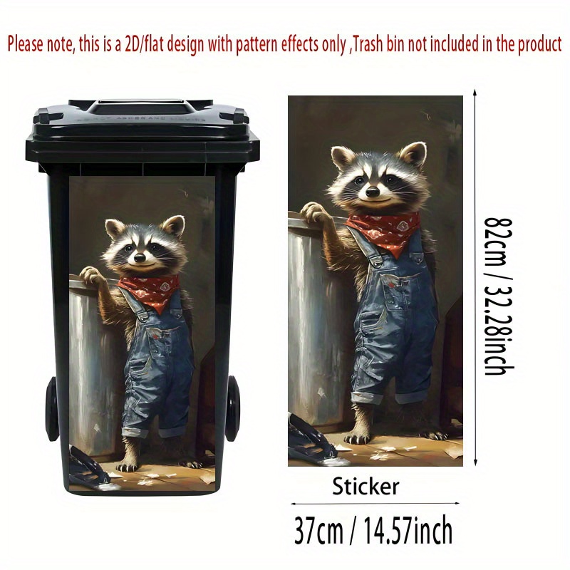 Image of 2d Flat Printing 1pc Trash Can Sticker, 37×82cm Panda And Denim Overalls Theme Design Self-adhesive Wallpaper For Kitchen Bin Decoration - Suitable For Garbage Bins, Walls, Home Decor, 2d Flat