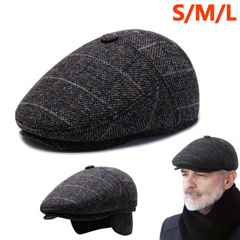 TEMU Mens Flat Cap Tweed Hat Herringbone Newsboy Cap Suitable For Teens, Suitable For Men And Women