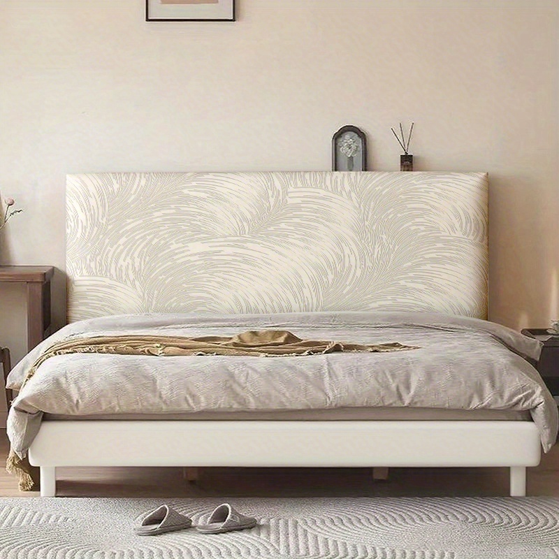 TEMU Copri- 1 pz con base grigio chiaro e texture curva , motivo stampato 2D piatto, protezione per , compatibile con testiere, per l'arredamento di