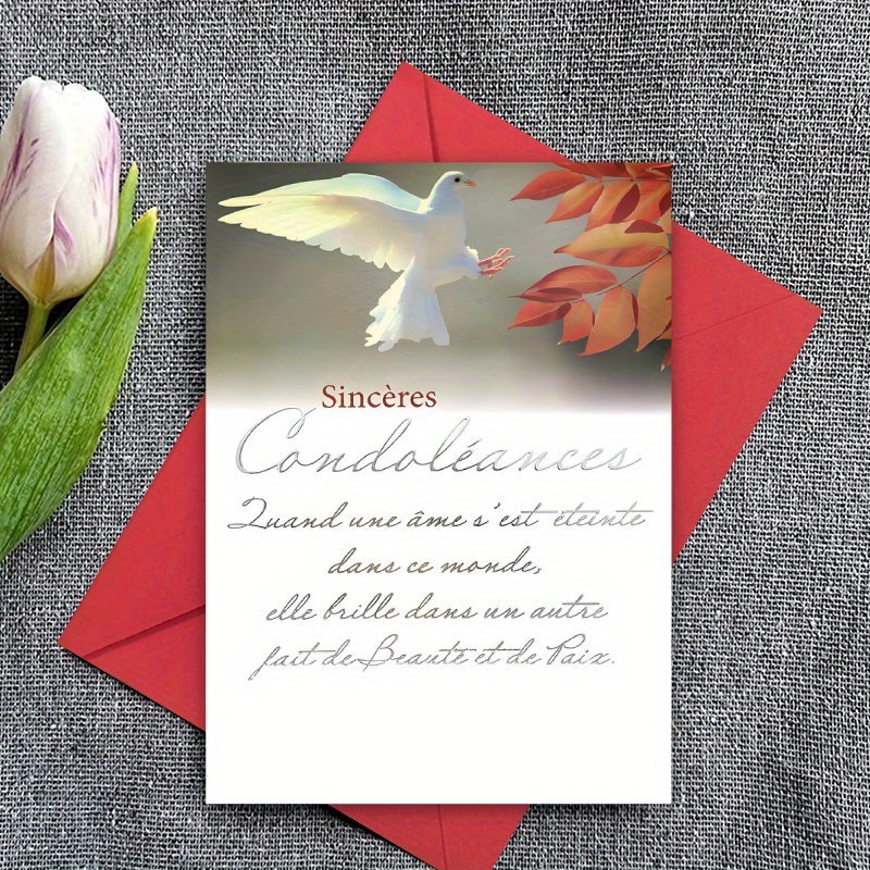 TEMU 1 carte de condoléances française, confort, vous manquez, cadeau de deuil et commémoration