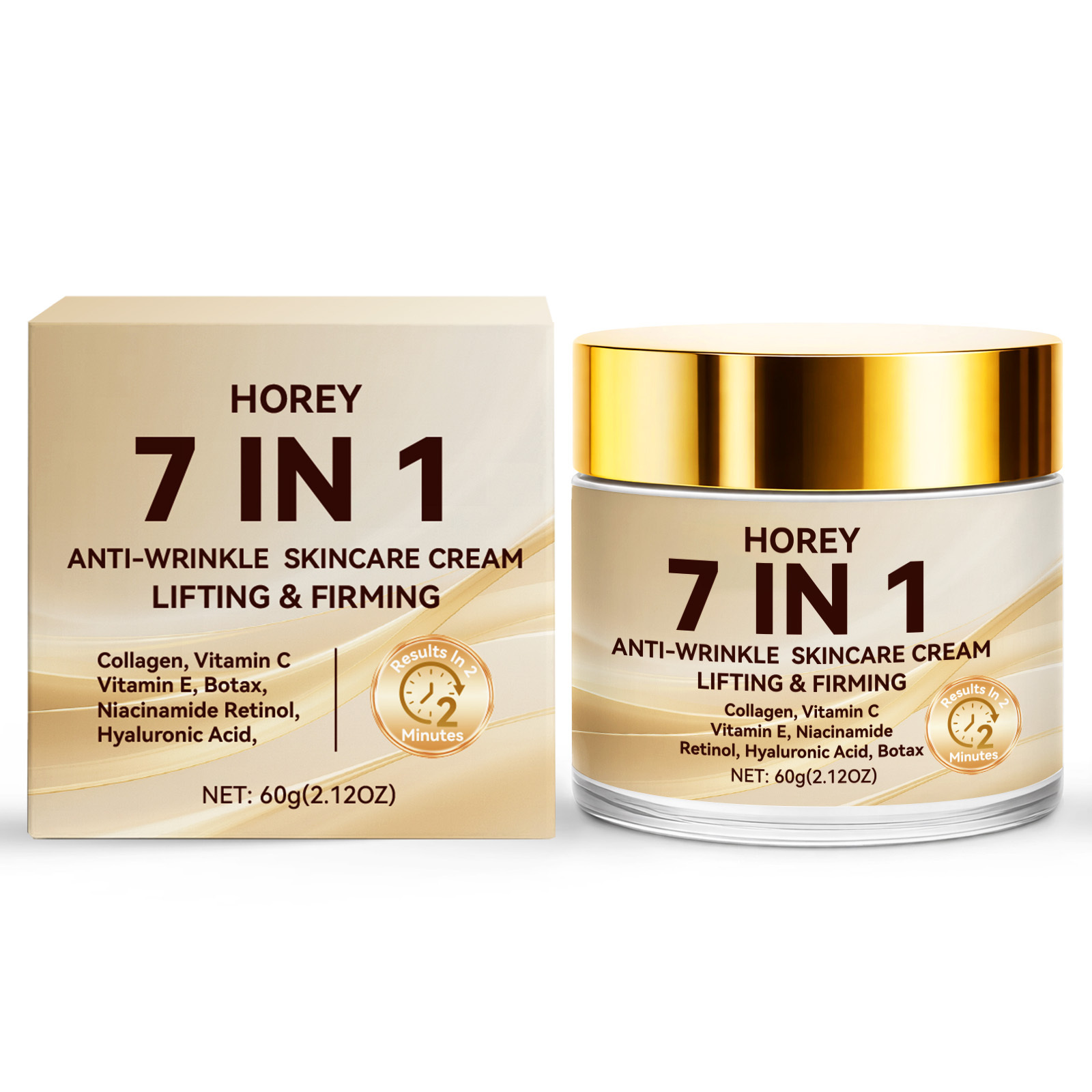 TEMU 7-in-1 Instant Cream Hydrates And Moisturizes, , And Lifts 1 Minute, Enhances Radiance And , Formulated With Retinol, Hyaluronic Acid, Niacinamide, Vitamins, And Collagen, Lightweight