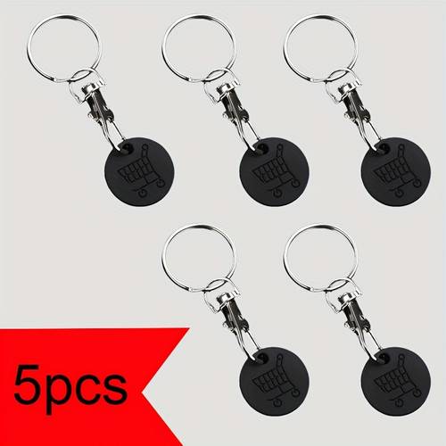 5pcs alloy shopping cart token stainless steel keychain stainless steel alloy material is resistant and durable electroplating does not fade
