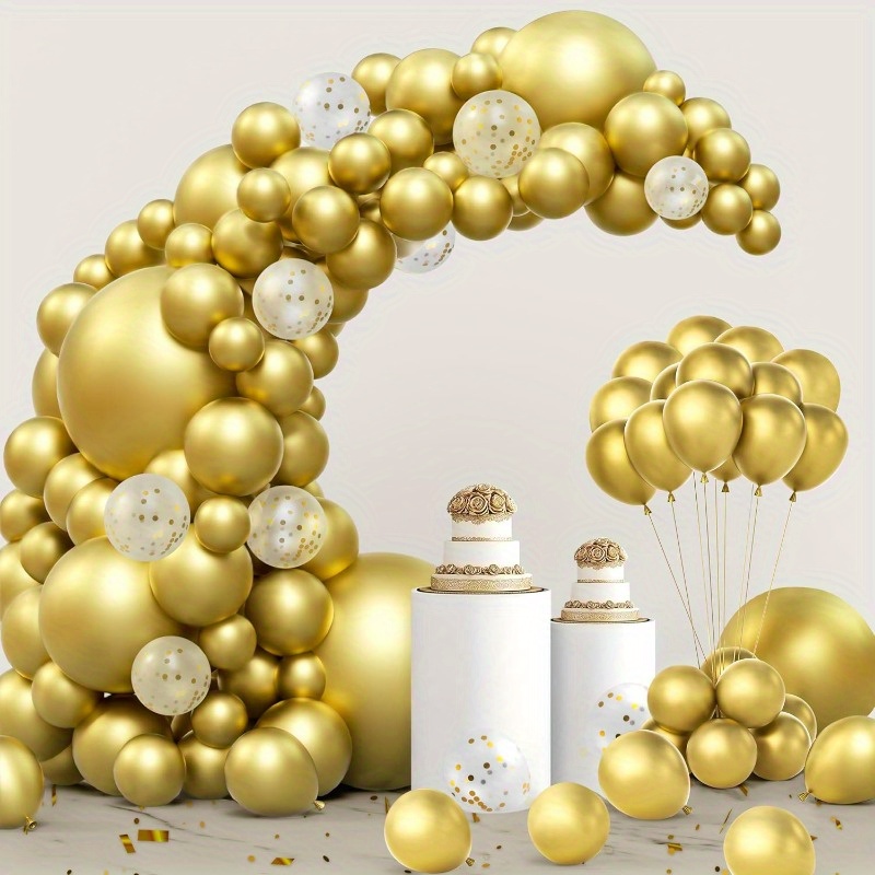 TEMU Syncfun 150pcs Metallic Golden Balloons, Different Sizes 18 12 10 5 Inch Balloon Arch Kit With For Birthday Party Graduation Wedding Holiday