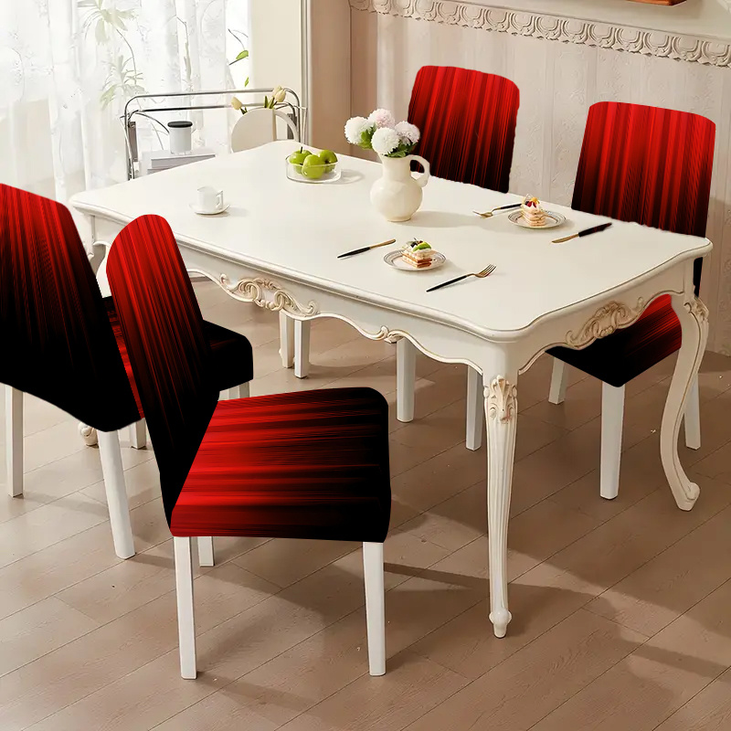 2/4/6pcs Stretchable Red Dining Chair Covers Soft Breathable Polyester  Slipcovers with High Removable Design, Machine Washable for Home