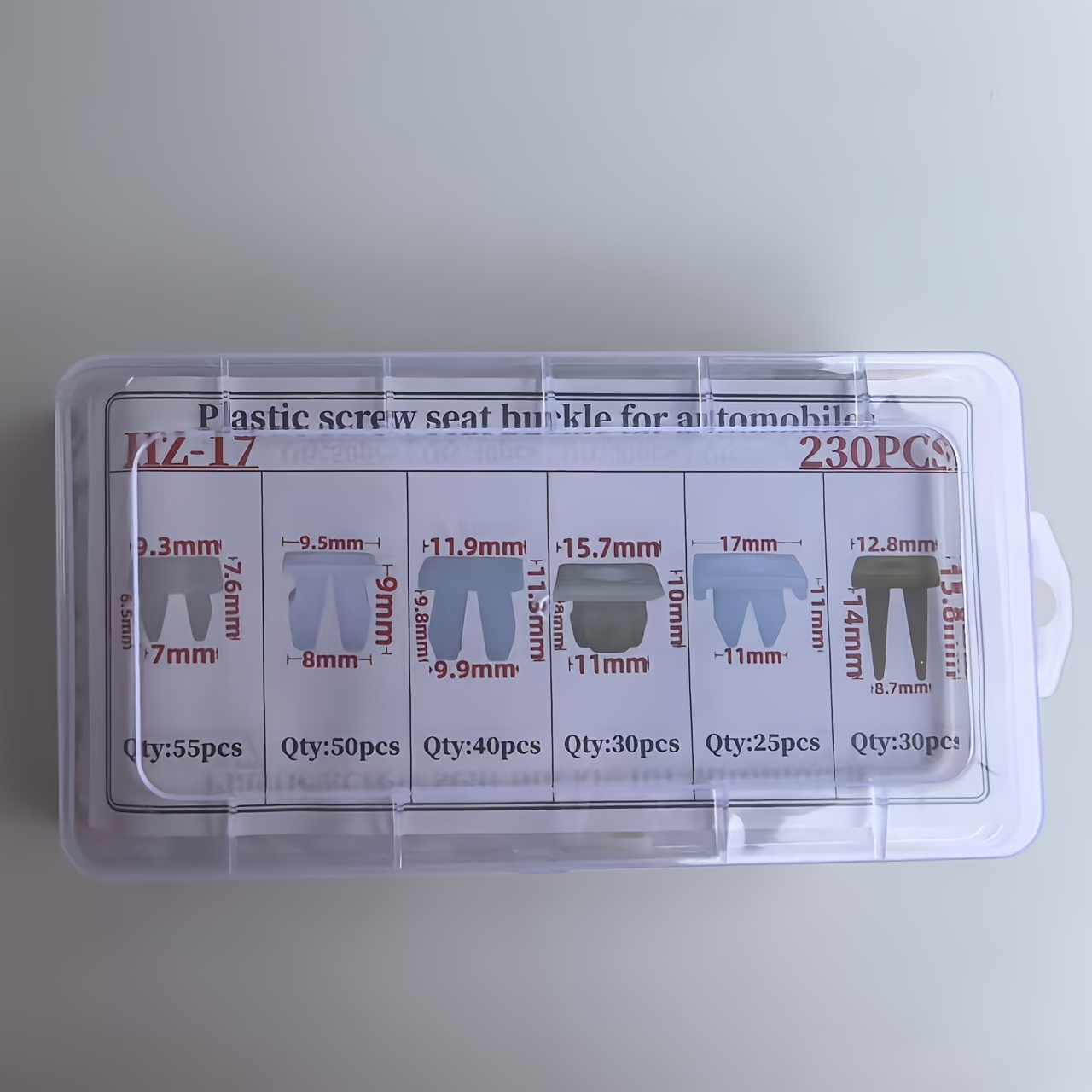 TEMU 230pcs/box, Automotive Common Specification Square Plastic Screw Base Clips. Used For License Plates, Door Panels, Bumpers, Armrests, Etc
