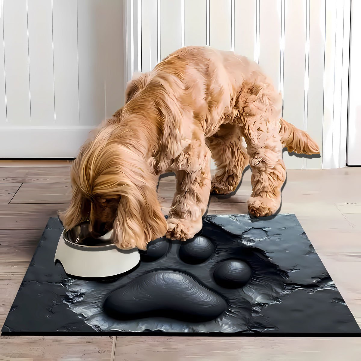 TEMU 1pc Paw Print Pattern Quick-drying Dog Food Diatomite Mat, Easy To Clean, Diatomite Mat, Pet Feeding Mat, Non-slip Absorbent Diatomaceous Earth