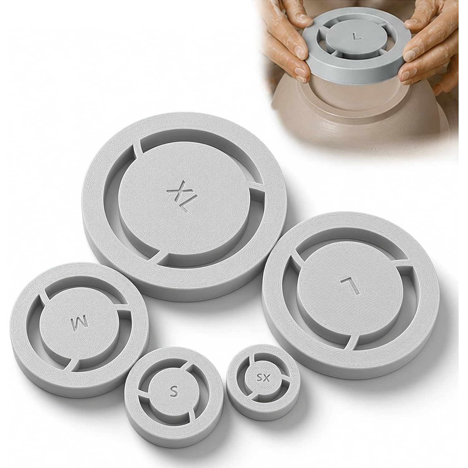 Image of 5 Pack Pottery Foot Ring Tool, Clay Base Aligner For Ceramic, Pottery Foot Molder , Foot Ring Template For Ceramics, Foot Press For Pottery Bowls, Diy Wheel Projects