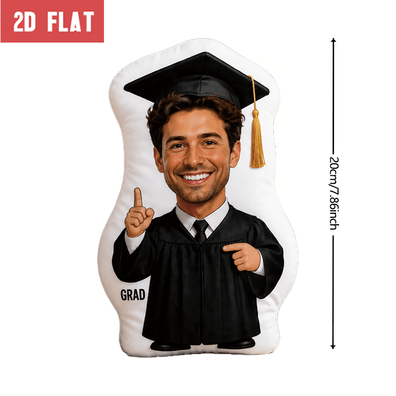 TEMU Personalized Photo Customization: Graduation Portrait Black Custom Shaped Decorative Cushion, Graphic Accent Pillow, 60cm Large Size,