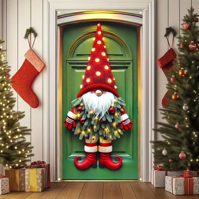 

Door Cover1pcs Door Decoration-polyester Material With Cute Dwarf Design, Holiday Decoration. High Quality Fabric, Suitable For Indoor And Outdoor Use. Easy To Hang, Add A Warm And To Your Home