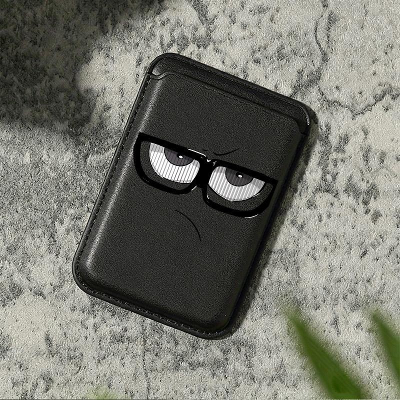 TEMU Magnetic Phone Card Holder, Faux Leather Material, Cartoon , /orange Color Options, Magnetically For Back Of Phone, Holds Cards/small Items,