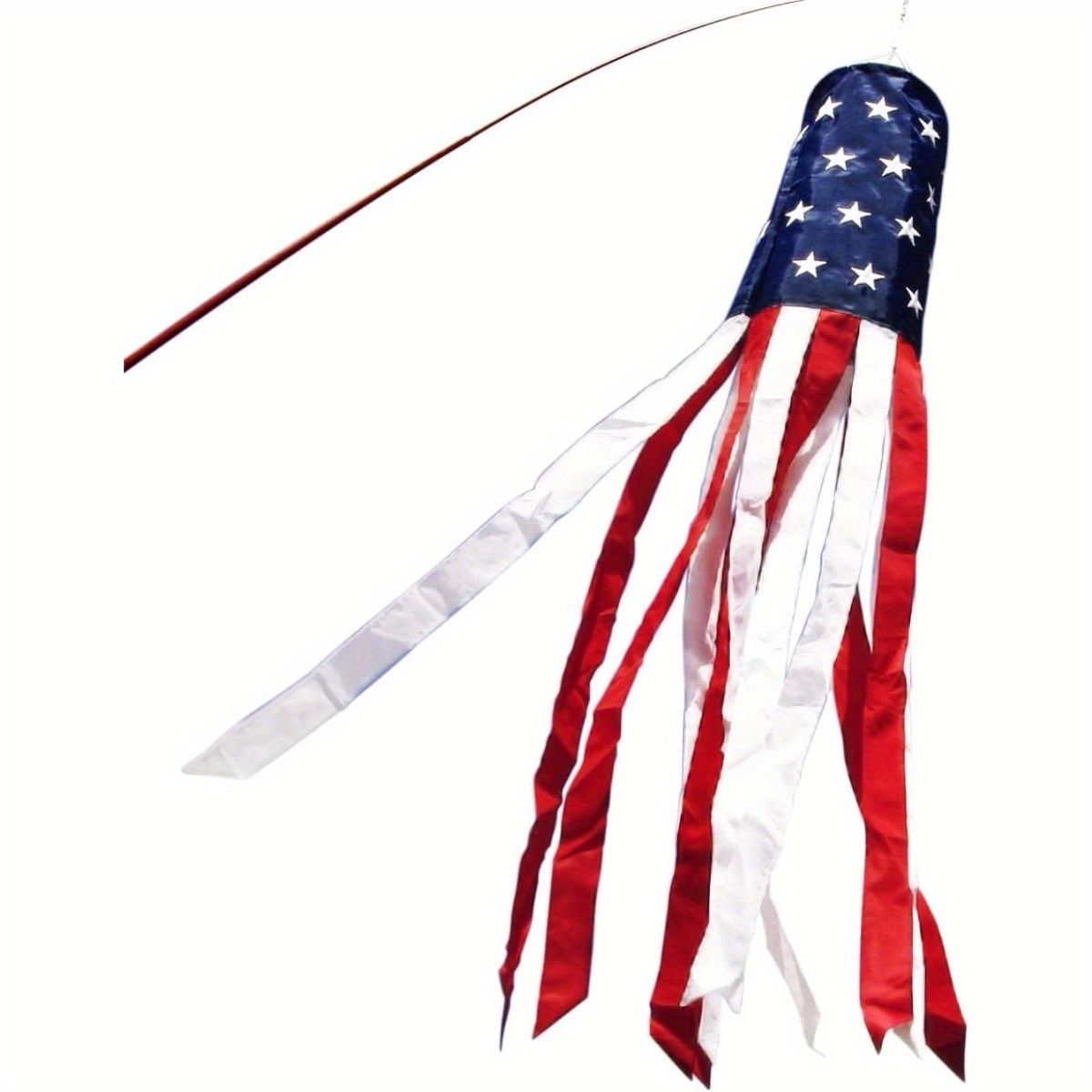 TEMU 40 Inch American Us Flag Windsock, Stars & Stripes Usa Patriotic Decorations - Embroidered Stars And Fade - 3.3 Feet