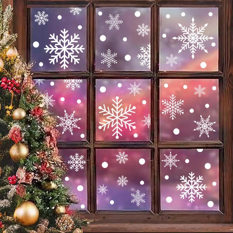 TEMU Large Christmas Snowflake Window Decals - 3 Sheets Of White Snowflake Clings For Decorating Glass Windows In Classrooms, Homes, And Offices, A