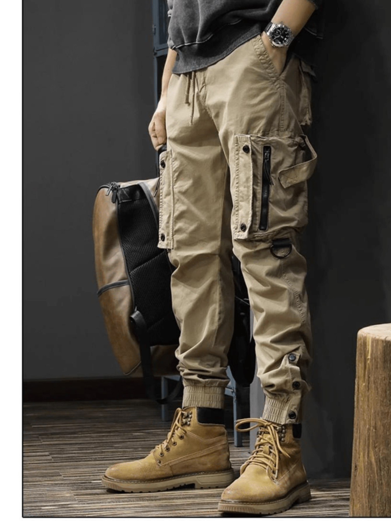 vintage washed fashion brand cargo trousers mens spring and autumn   function   legging casual trousers trendy Product details 1