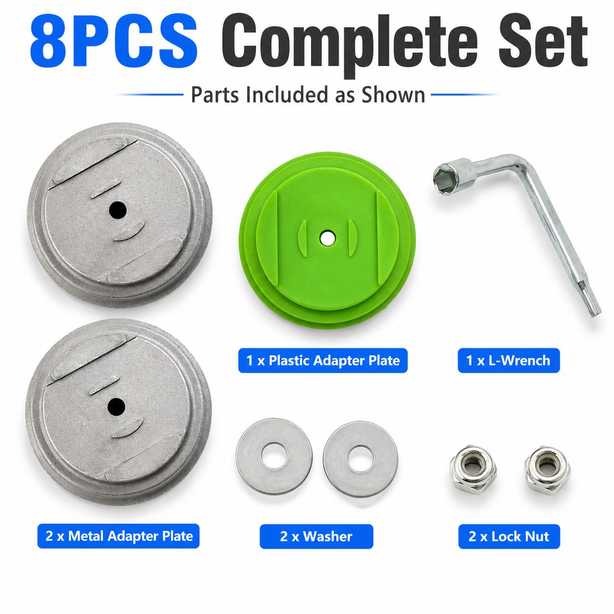 TEMU 8pcs Lawn Mower Blade Base Adapter Kit, Includes Metal Spacers, Base, Locking Nut, Suitable For Lawn Mower Accessories, Garden Tool Replacement