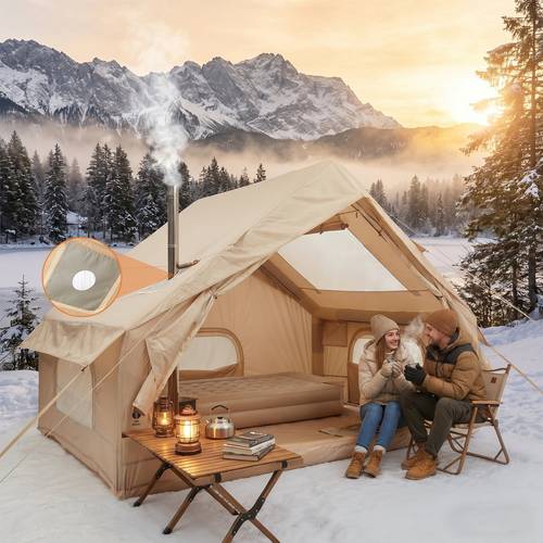 Aufblasbares Zelt für Camping, 2-6 Personen, tragbares Aufblaszelt mit Pumpe, Luft-Glamping-Zelt, für Camping, Strand, Outdoor