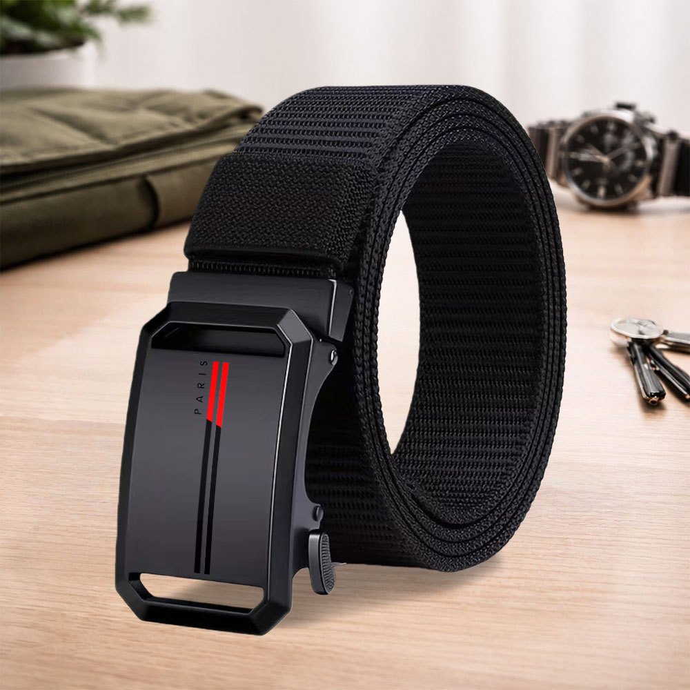 TEMU 1pc Paris Striped Men's Fashion Trend Belt - Business Belt - Men's Waist Belt - Suitable For Formal Wear - Cargo Pants - Jeans - Daily Use - A