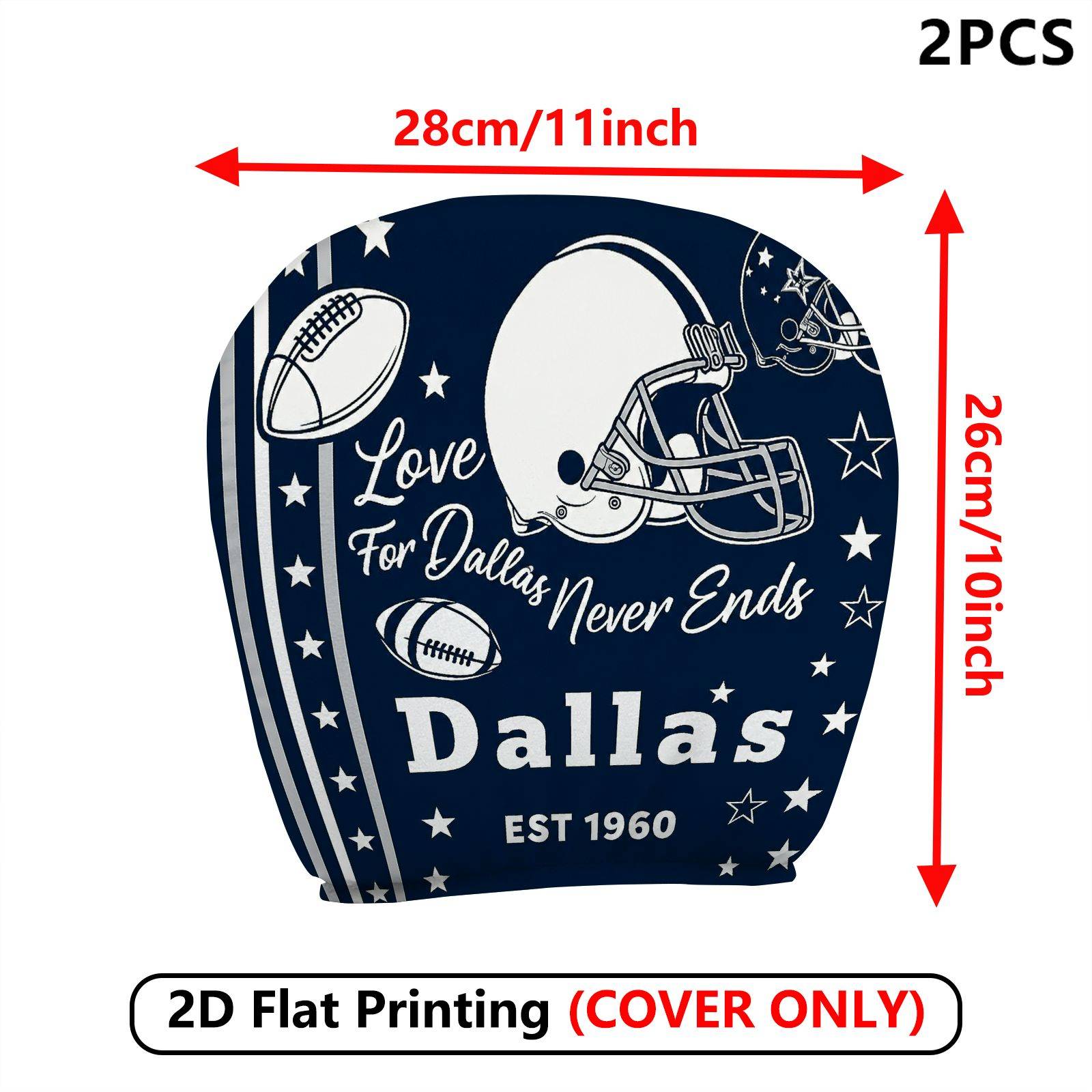 TEMU 2pcs Football Helmet Car Headrest Covers, (cover - Not A Headrest), Seat Protection With High Design And No Filling. Covers