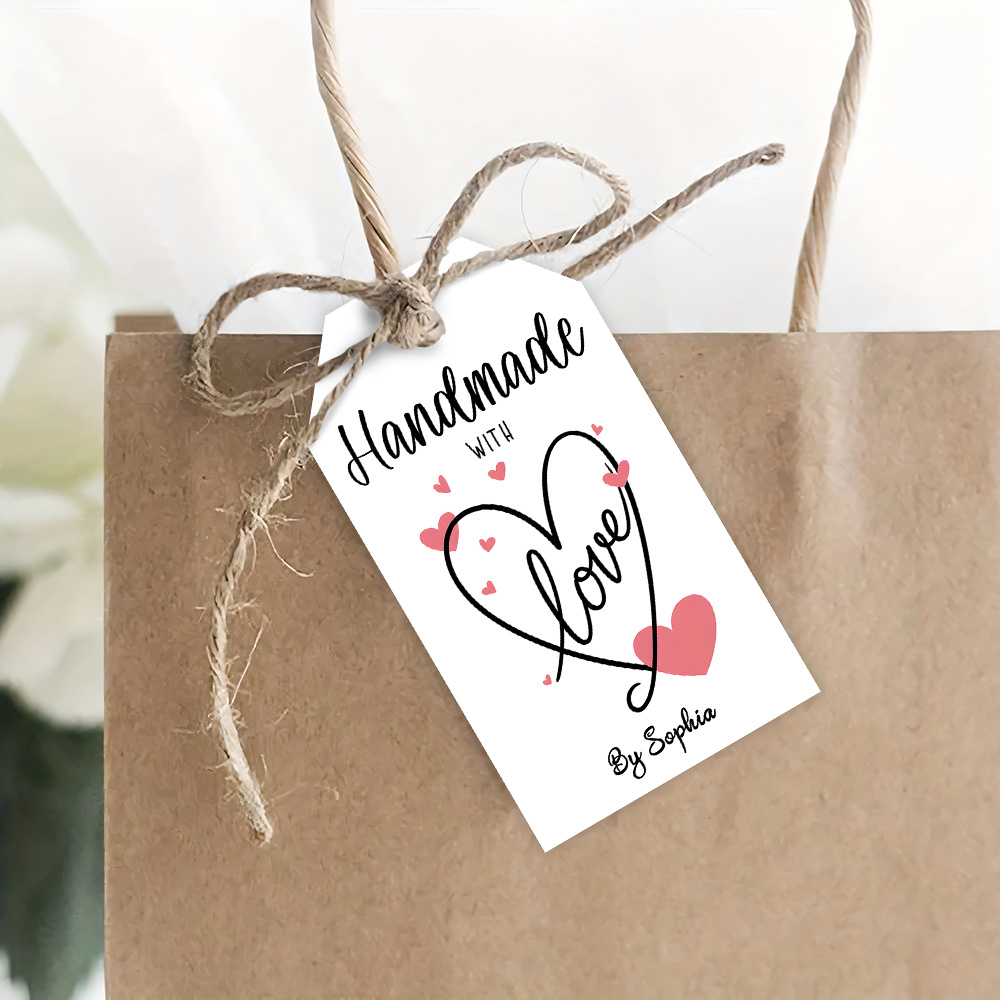 TEMU 48/96pcs Etichette Fatte a con Spago | Personalizzabili con Testo, Motivo a Cuore, Ideali per Regali a , Regali, Piccoli Regali Personalizzati