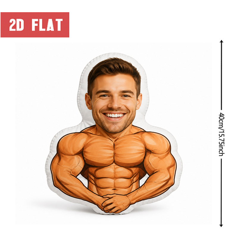 TEMU Custom Personalized Photo Face Pillow, Muscular Body Custom Shaped Decorative Cushion, Decor Accent For Sofa & Bedroom, Funny Gift For Husband