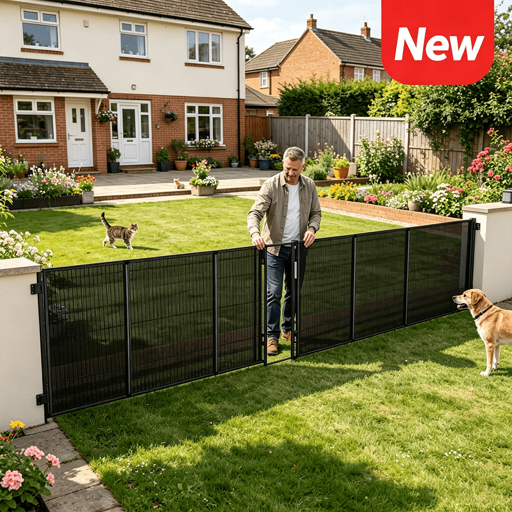 Image of Expandable Retractable Pet Gate 86cm Tall 300cm Max Length Sturdy Fiberglass Reinforced Structure Universal Adjustable Bracket Safe Containment Barrier For Dogs Cats Home Garden Stairs