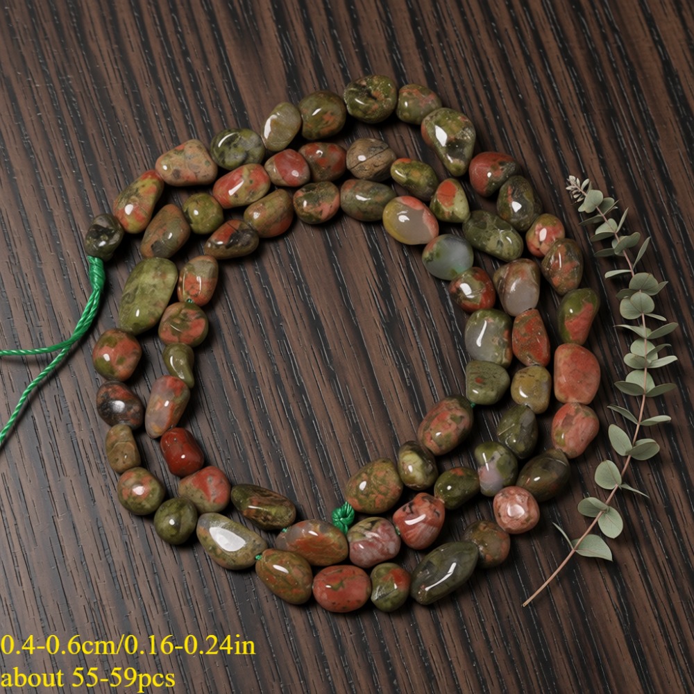 TEMU Natural Stone Irregular Flower Green Jasper Loose Spacer Beads For Jewelry Making Bracelet Necklace Craft Needlework, Gift Beading Components