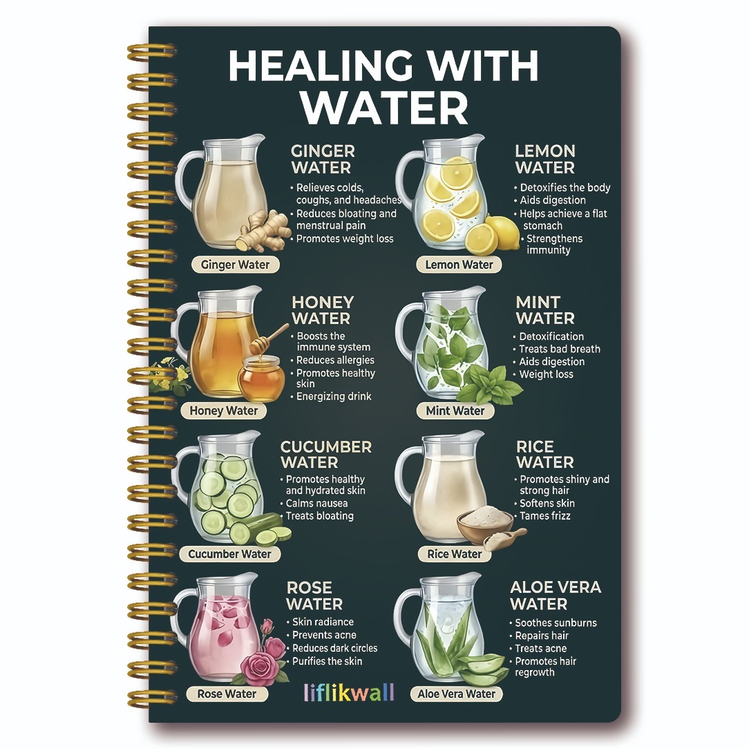 TEMU 1pc Infused Water Themed Cover Spiral Notebook, 5.5×8.3in Double Spiral Binding, Drink Recipe Tracking Pages, Beverage Log Book, Wellness Gift