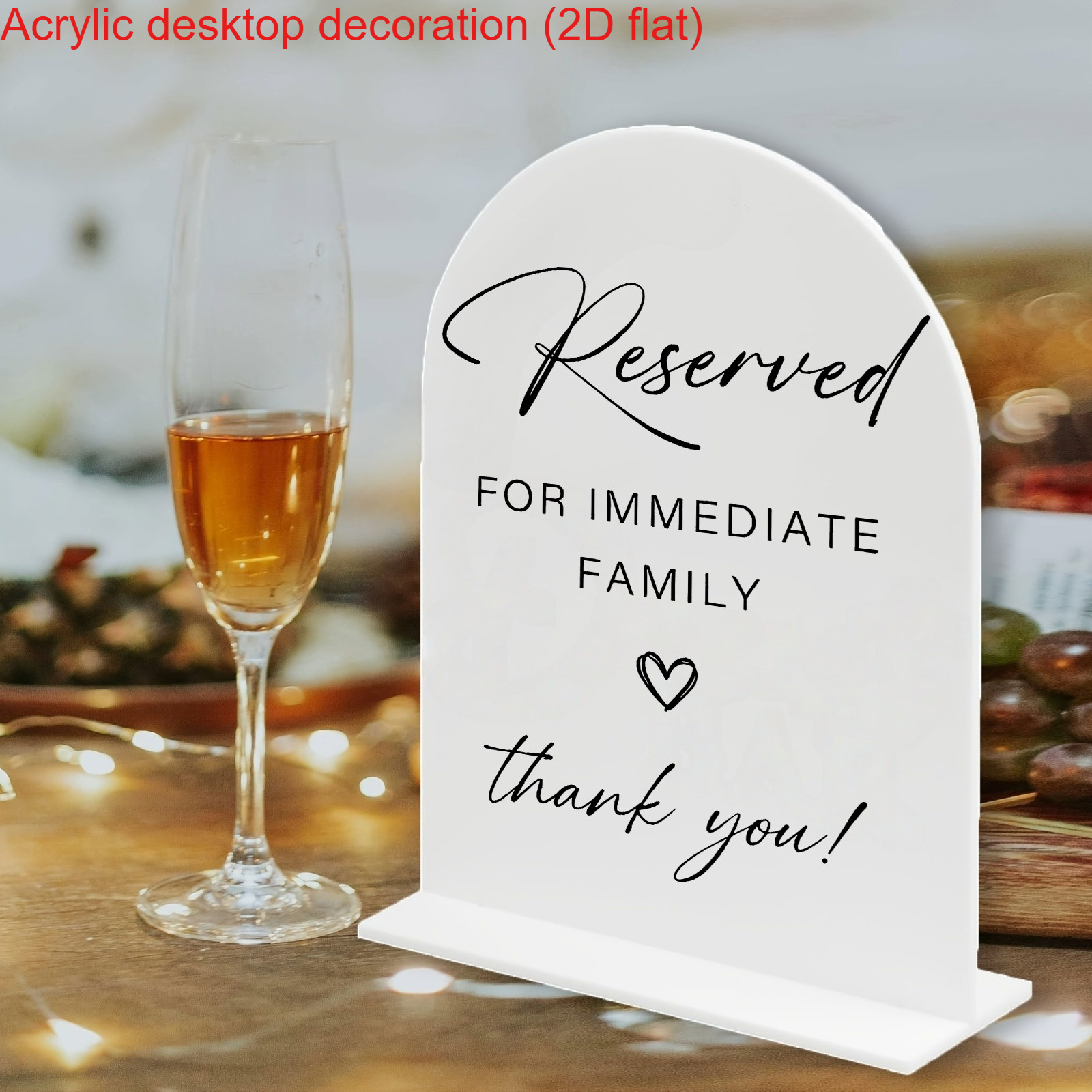TEMU Plat 2D, Impression Plat 2D, Cartes Réservées en Acrylique, Spécialement Conçues pour de Mariage : Famille Immédiate Réservée, ! Tables/Assises
