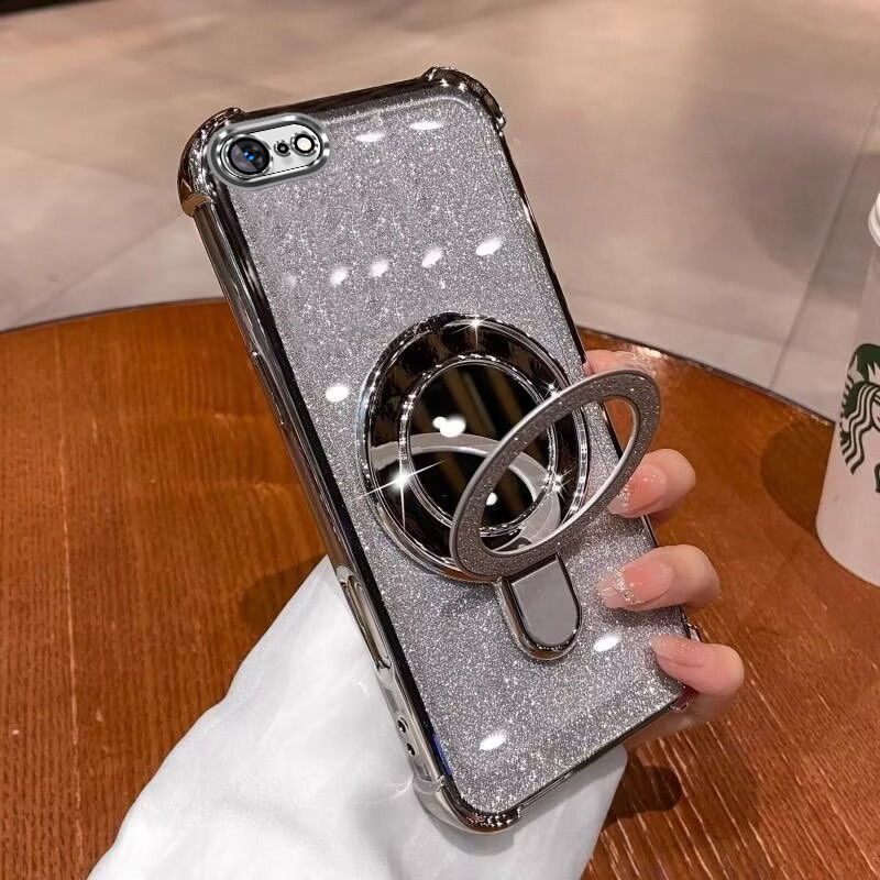 TEMU Phone Case - Phone Case For Iphone 17e, Iphone 16e, High-end U-shaped Makeup Mirror Stand For 17e/ 16e, Tpu Transparent Mobile Phone Shell,