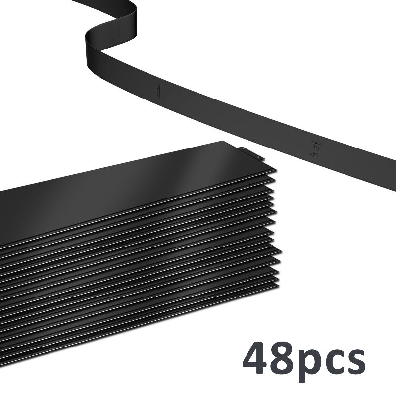 Image of Galvanized Lawn Edging, Decorative Metal Garden Edging, Black Landscape Border Strips 17/20cm Height Design For Garden Flower Beds Courtyard Lawn Division