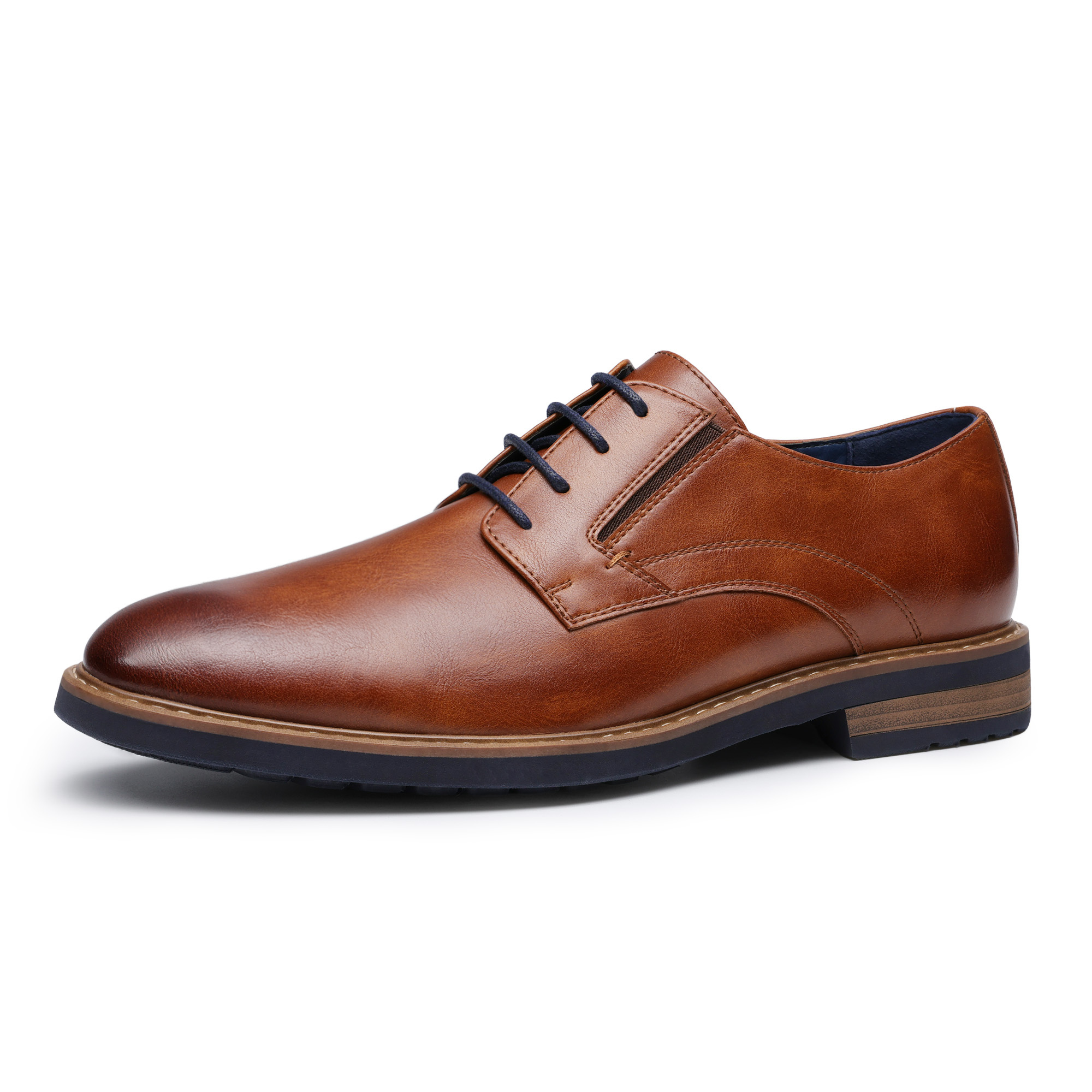 Men's Lightweight Derby Dress Shoes - Low-top Lace- Casual Office Shoes With Cushioned Insole & Tpr Sole, Round Toe For - Wear, Suitable For Business, Meetings, And Everyday - Solid Color