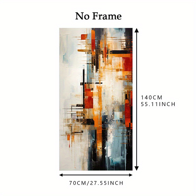 TEMU 2d Flat, 2d Flat, 1- Frameless Canvas Large Modern Abstract Painting - Frameless Wall Art In Orange, Black, Blue, And Gray - Flat Canvas Prints