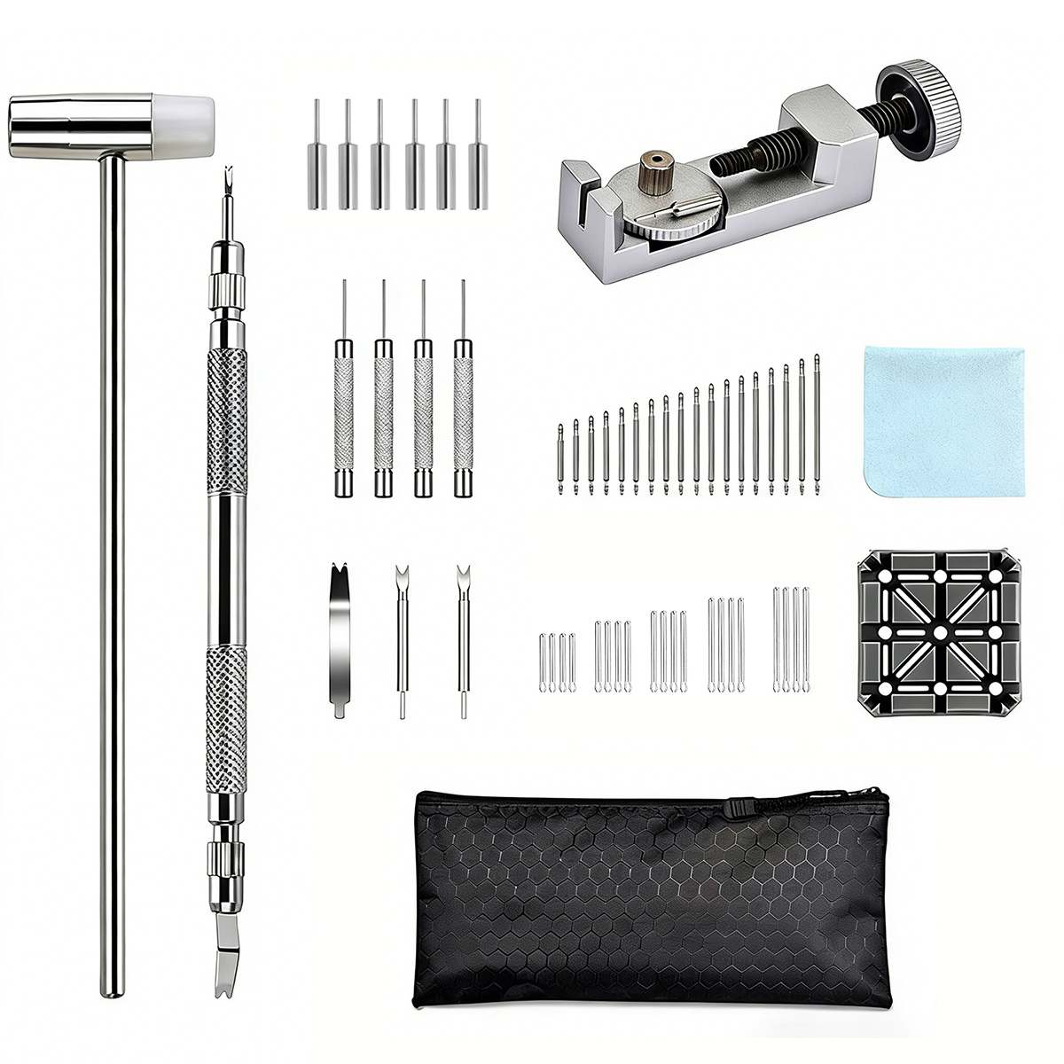 Professional Tool Kit For Adjusting Watch Straps, Including Removal Tool, Band Replacement Additions, And A Resizing Kit With 108 Spring Bars And 20 Link Pins